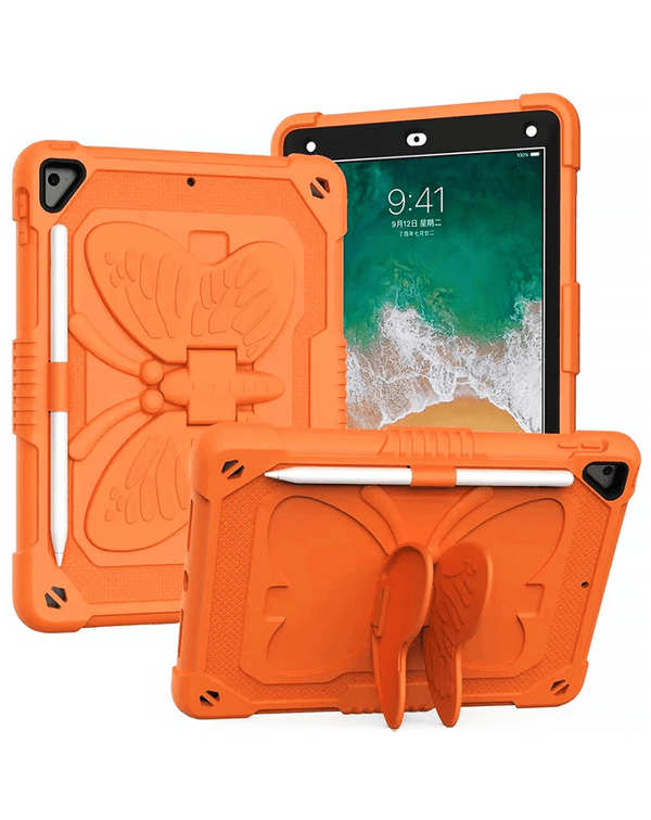 Encuentra la funda protectora con diseño de mariposa en color naranja para iPad en Guatemala.