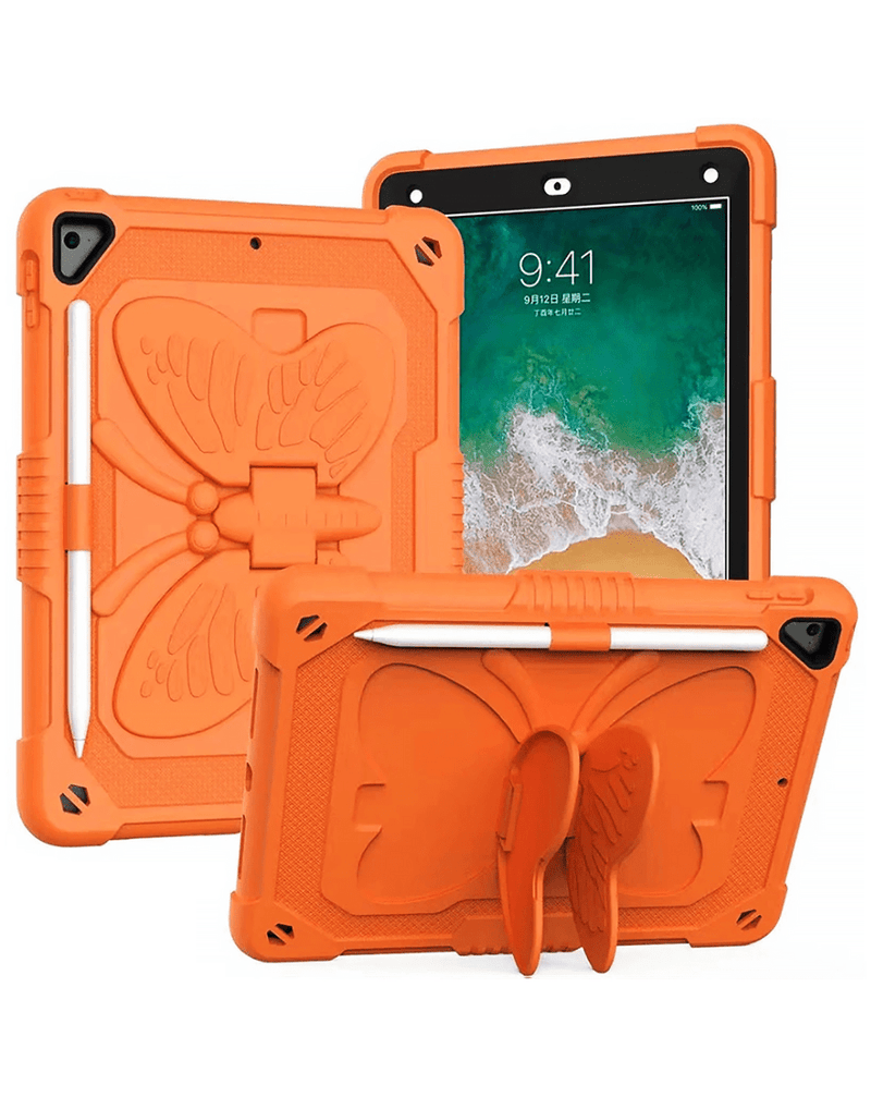 Encuentra la funda protectora con diseño de mariposa en color naranja para iPad en Guatemala.