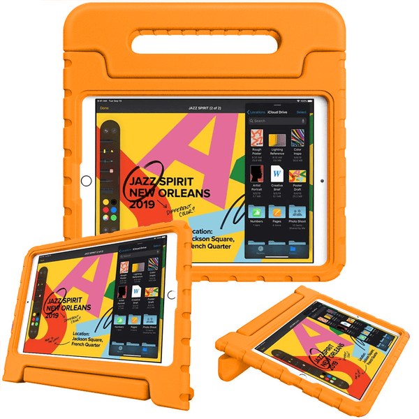 Protege tu iPad 10.2, Air 3 o Pro 10.5 con una funda shockproof color naranja para niños en Guatemala.