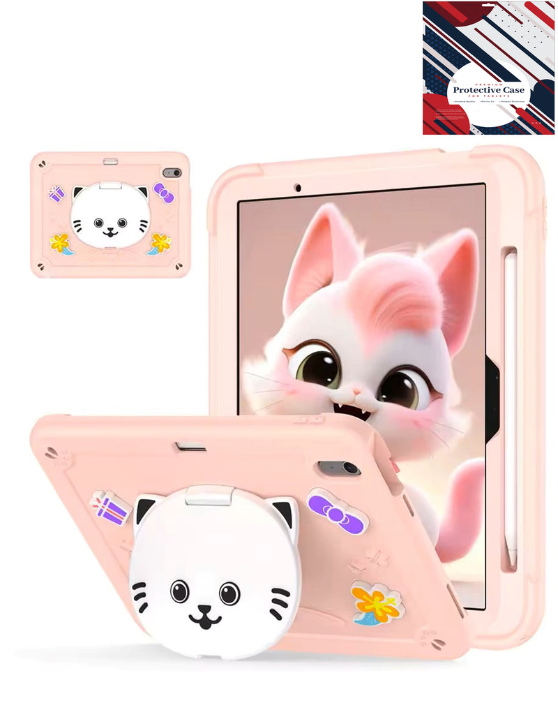 Protege tu iPad 10 2022 o iPad 11 con una funda antichoque en Guatemala con soporte y ranura para lápiz en color rosa.