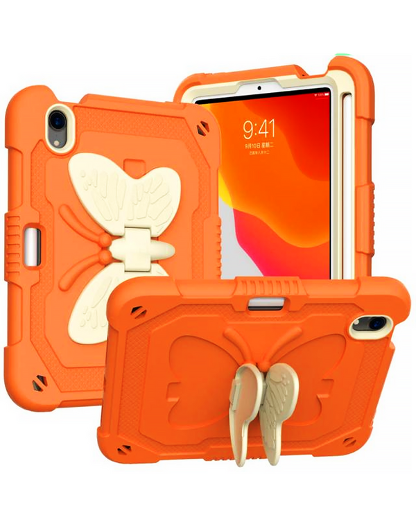 Encuentra la mejor case protectora con diseño de mariposa en Guatemala para tu iPad 10 de 2022 o iPad 11 A16 en color naranja en Slowback.