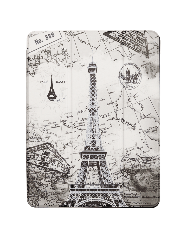 Encuentra la mejor funda con diseño de cuaderno estilo antiguo de la Torre Eiffel para iPad en Guatemala.