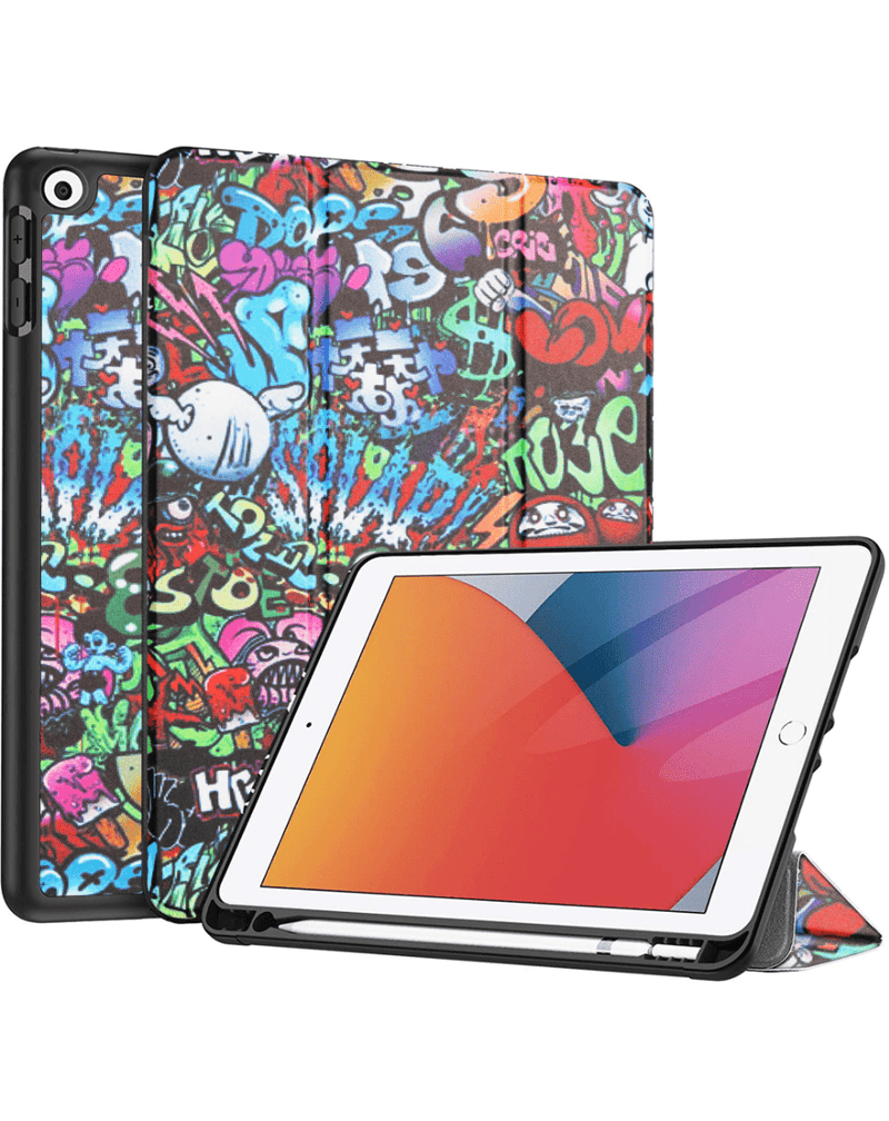 Encuentra la mejor funda old style con diseño graffiti para iPad en Guatemala, en el mayorista SlowBack.