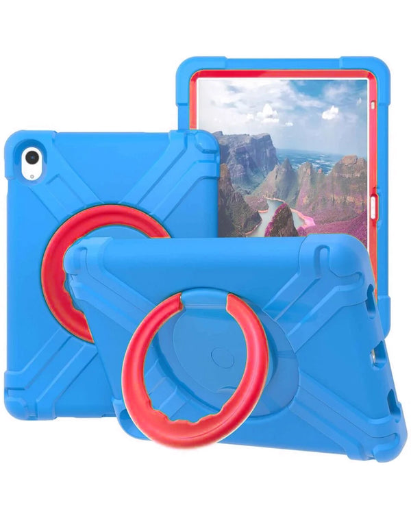 Funda antigolpes con soporte circular para iPad 10 2022 (10.9")/iPad 11 (A16) en Guatemala, disponible en color azul.
