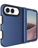 Case SlowBack iPhone Duo azul, doble capa para absorción de impactos, protección robusta y diseño elegante.