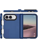 Case SlowBack iPhone Duo azul, doble capa para absorción de impactos, protección robusta y diseño elegante.