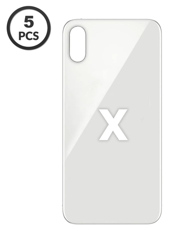 ¡Consigue un pack de 5 tapas traseras plateadas con agujero de cámara más grande para iPhone X en Guatemala al mejor precio en nuestro mayorista de repuestos!