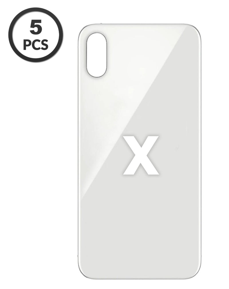 ¡Consigue un pack de 5 tapas traseras plateadas con agujero de cámara más grande para iPhone X en Guatemala al mejor precio en nuestro mayorista de repuestos!
