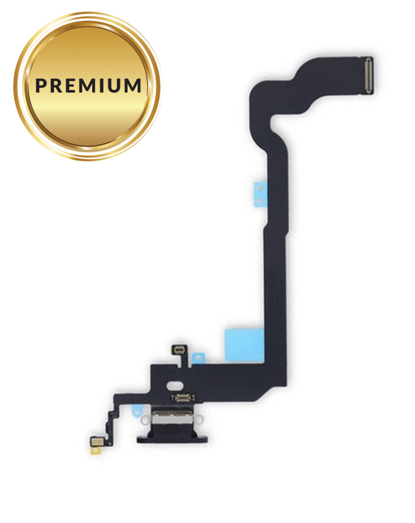 Reparación de puerto de carga con cable flex para iPhone X en Guatemala, calidad premium en color Space Gray.