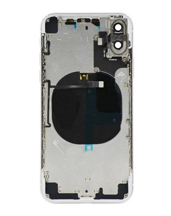 Encuentra tapas traseras con componentes pequeños preinstalados para iPhone X en Guatemala, disponibles en color plateado y sin logo.