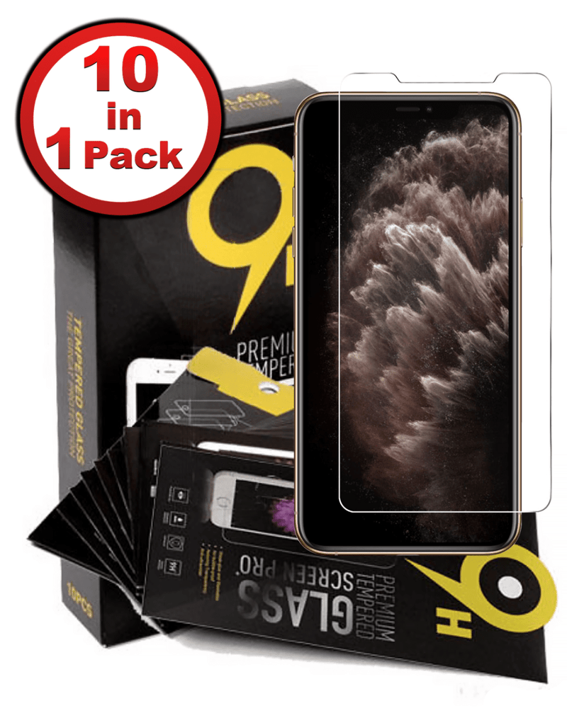 Protector de pantalla de vidrio templado claro para iPhone (Pack de 10) en Guatemala.
