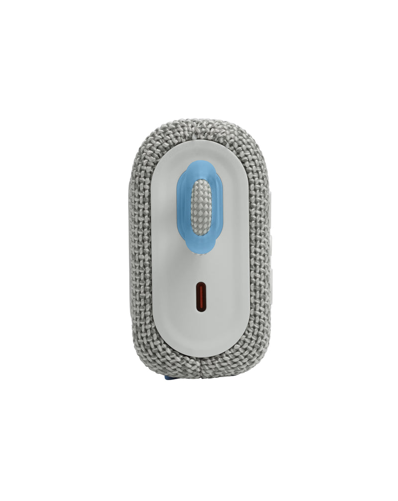 Encuentra el altavoz inalámbrico JBL Go 3 ECO WHITE en Guatemala para disfrutar de un audio de calidad en cualquier lugar.