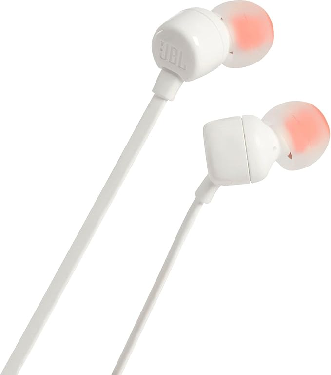 Compra los auriculares JBL Tune 110 con cable en color blanco en Guatemala, ¡calidad y sonido garantizados!