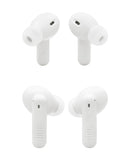 Auriculares true wireless JBL Vibe Beam 2 blancos, diseño ergonómico, estuche de carga compacto, sonido potente.