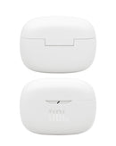 Auriculares true wireless JBL Vibe Beam 2 blancos, diseño ergonómico, estuche de carga compacto, sonido potente.