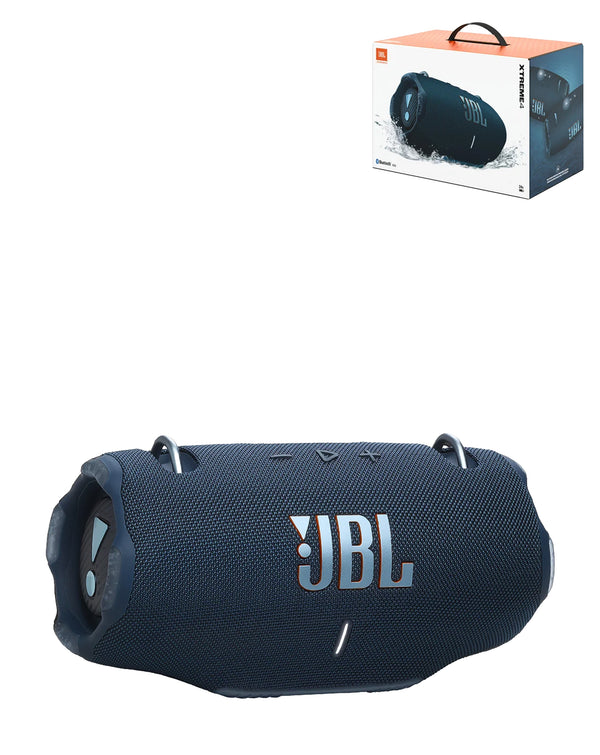 Venta de altavoz Bluetooth portátil JBL Xtreme 4 de color azul en Guatemala, ubicados cerca de talleres de reparaciones de dispositivos electrónicos.