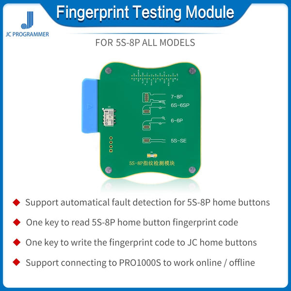 Encuentra el Modulo de prueba de huellas JC FPT-1 para iPhone 5s a 8 Plus en Guatemala en nuestro taller de reparaciones especializado.
