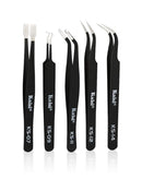 Set de 12 pinzas Kaisi de acero inoxidable para electrónica, reparación de celulares y trabajos de precisión.