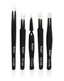 Set de 12 pinzas Kaisi de acero inoxidable para electrónica, reparación de celulares y trabajos de precisión.
