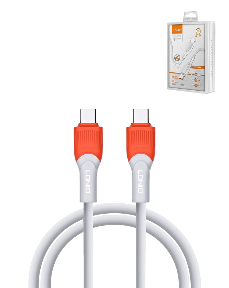 Compra el cable USB-C LDNIO LC601 de 100W en Guatemala para tu puerto de carga, disponible en color naranja y 6 pies de longitud.