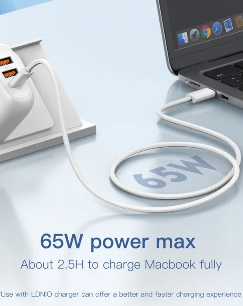 Encuentra el puerto de carga LDNIO LC901c Fast Charging de 65W en Guatemala para reparaciones y ventas al mayor.