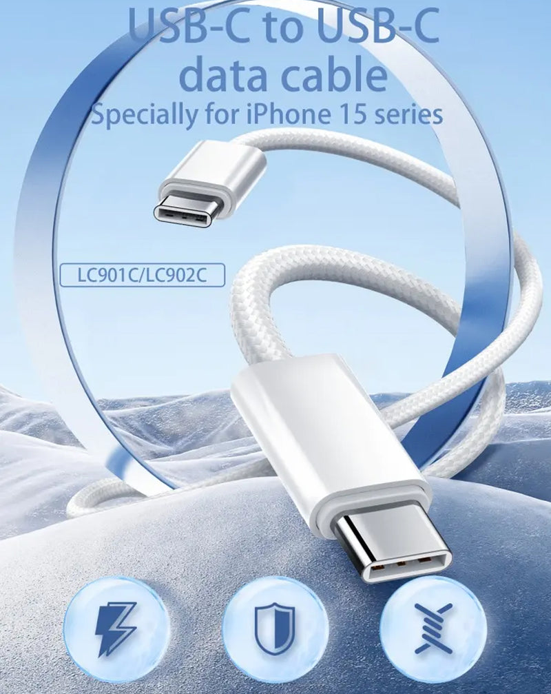 Encuentra en Guatemala el rápido puerto de carga LDNIO LC902c USB C-C de 65W en color blanco de 6 pies para tus dispositivos.