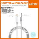 Encuentra el adaptador de audio Lightning a AUX LDNIO LSY82i de 6 pies en Guatemala para disfrutar de conexión de calidad en tu dispositivo Apple.