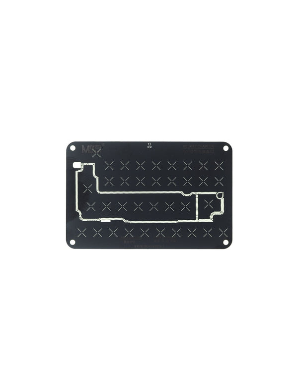 Stencil de reballing para capa intermedia de placa madre 0.12mm para iPhone 13 / 13 Mini disponible en Guatemala para reparaciones de placas madre de celulares.
