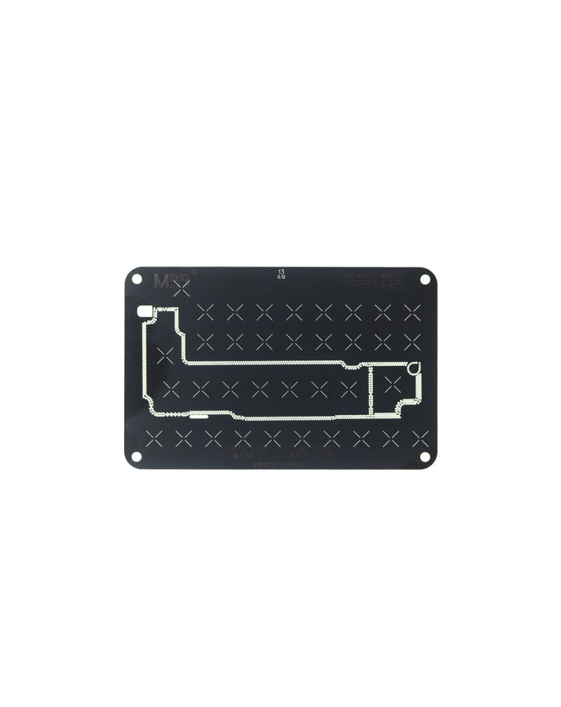 Stencil de reballing para capa intermedia de placa madre 0.12mm para iPhone 13 / 13 Mini disponible en Guatemala para reparaciones de placas madre de celulares.