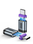 Adaptador magnético USB-C recto SlowBack de 240W para carga rápida, en color gris espacial, con conector reversible.