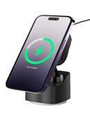 Cargador inalámbrico magnético Max Charge de 15W para coche, negro, con fuerte sujeción para carga rápida y segura.