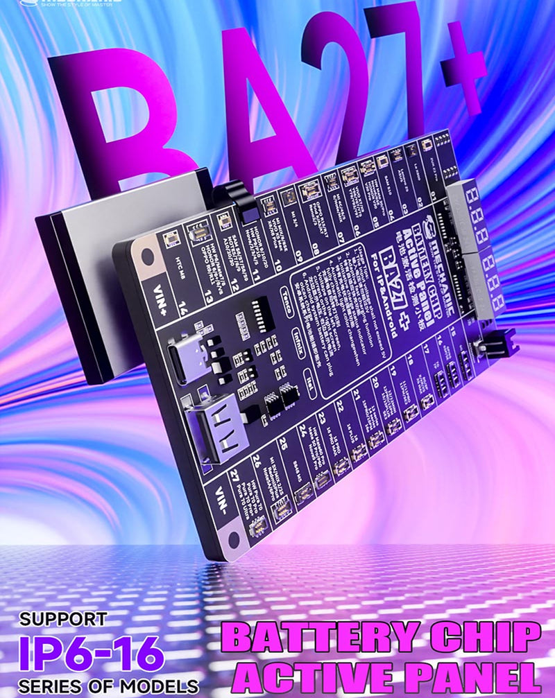 Panel de activación de chip de batería MECHANIC BA27+ ideal para reparaciones de baterías en Guatemala.