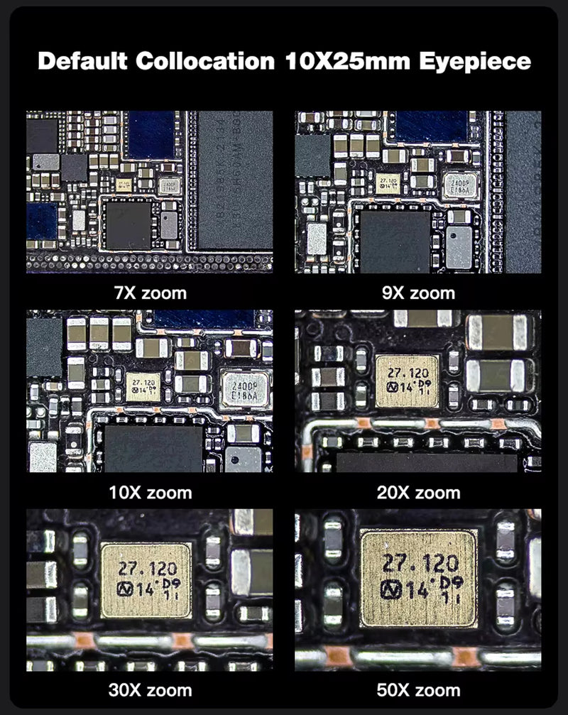 Encuentra el microscopio estéreo trinocular industrial Mechanic D75T-B11 7-50X en Guatemala para tus necesidades de inspección y trabajo detallado.