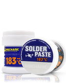 Pasta de soldadura MECHANIC DR83 de 50g, baja temperatura 183°C, para soldadura SMD y reparación electrónica de componentes térmicos.