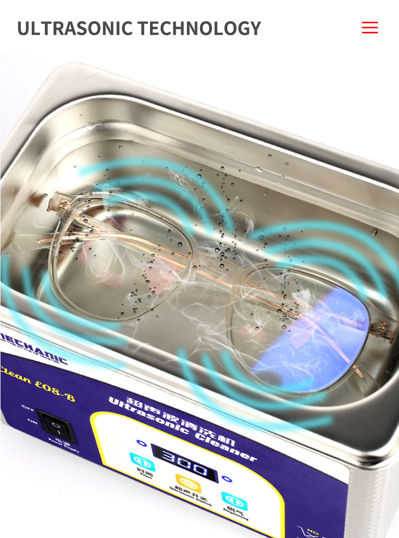 Mayorista de Pantallas Mechanic Digital Ultrasonic Cleaner iClean E08B en Guatemala para reparadores y talleres de electrónica.