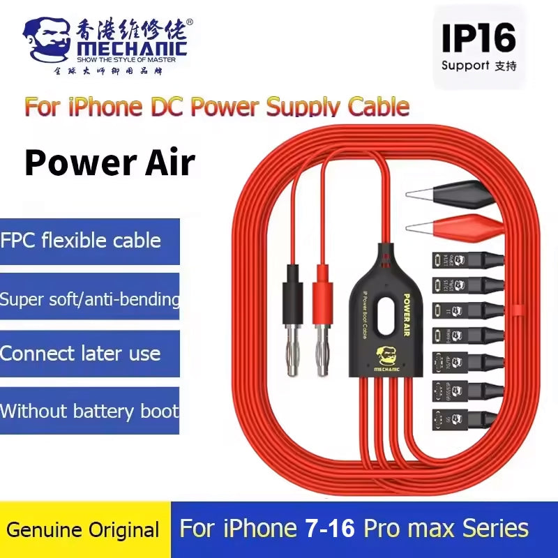 Reparación de puerto de carga Mechanic Power Air Power Boot para iPhone 7 a 16 Pro Max en Guatemala.