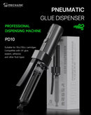 Dispensador de pegamento neumático Mechanic PD10, color blanco, con manguera y boquilla de precisión, ideal para electrónica.