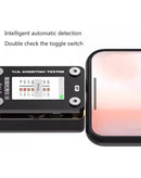 Tester de inserción de cola con display digital de alta precisión para cables Type-C a Lightning de la marca Mechanic, disponible en Guatemala para mayoristas y talleres de reparación.