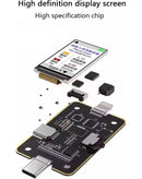 Tester de inserción de cola con display digital de alta precisión para cables Type-C a Lightning de la marca Mechanic, disponible en Guatemala para mayoristas y talleres de reparación.