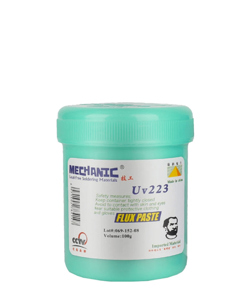 Compra pasta de flux Mechanic UV223 en Guatemala para reparaciones profesionales y de calidad en tus dispositivos electrónicos.