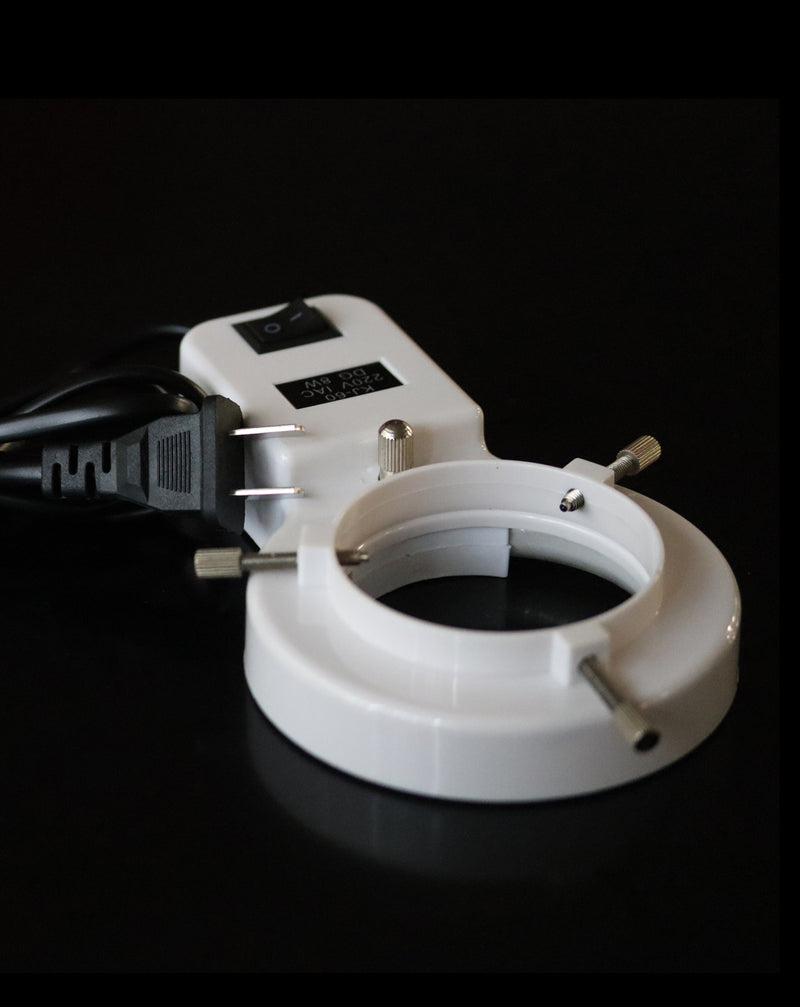 Microscopio estereo industrial trinocular 0.7-4.5x con luces LED y oculares widefield WF10X/20