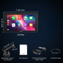 Interfaz USB-C para coche con CarPlay y Android Auto, cable negro, conectores metálicos, accesorios de reparación.