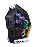 Encuentra la mejor torre personalizada para PC estilo Warship en Guatemala con ventiladores RGB en negro.