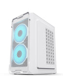 Encuentra en Guatemala la mejor carcaza - torre de PC personalizada con 2 ventiladores de enfriamiento en color blanco.