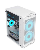 Encuentra en Guatemala la mejor carcaza - torre de PC personalizada con 2 ventiladores de enfriamiento en color blanco.
