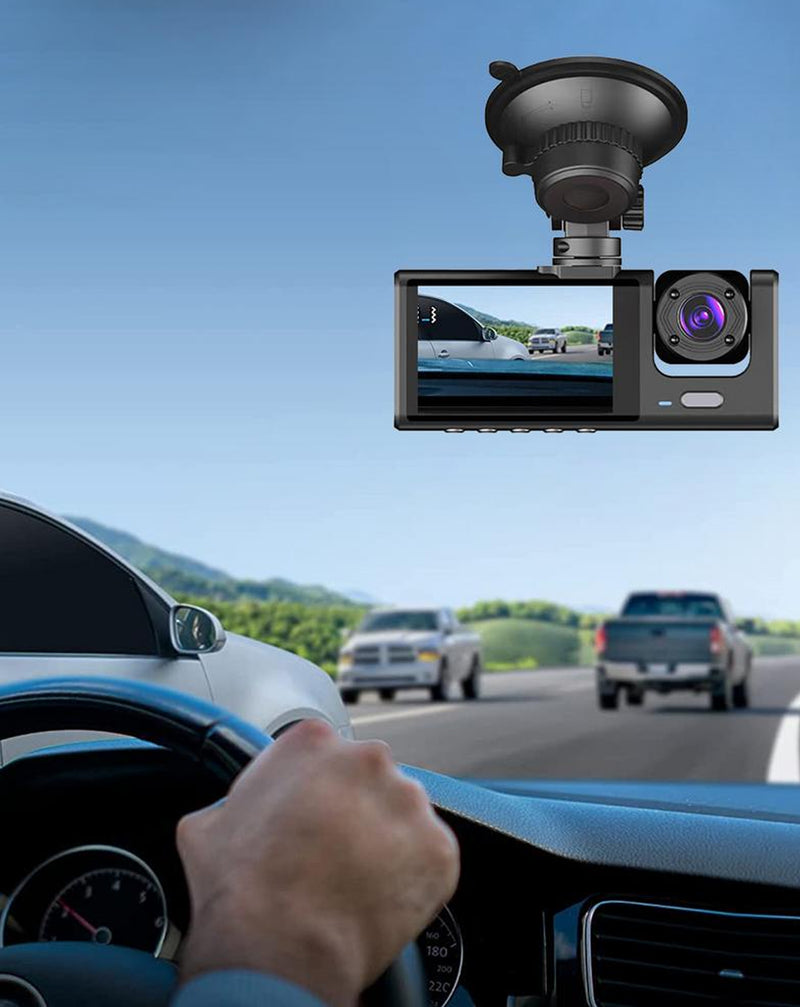 Dash Cam Full HD Gran Angular con Bateria 180 maH (1280*720P / 30FPS) (Front / In-Cabin / Tail Camera)