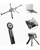 Soporte multiuso SlowBack negro para laptop y celular, diseño ergonómico y plegable, ideal para accesorios electrónicos de oficina.