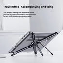 Soporte multiuso SlowBack negro para laptop y celular, diseño ergonómico y plegable, ideal para accesorios electrónicos de oficina.