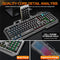 Encuentra el teclado gaming Iron-Plate Lightning RGB (T16) de tamaño completo en Guatemala con efectos de iluminación LED RGB.