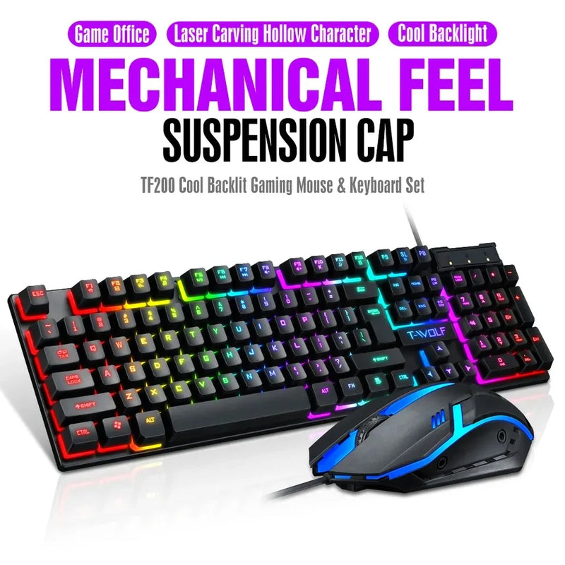 Encuentra el teclado y mouse gaming 2 en 1 RGB con llaves multimedia Full Size en Guatemala, ideal para gamers y entusiastas de la tecnología.
